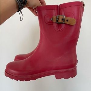 Red rain boots